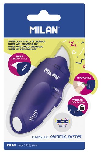 MILAN - CUTTER HOJA CERÁMICA CAPSULE SERIE ACID BLÍSTER AZUL (Ref.BWM10337B)