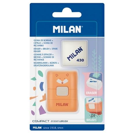 MILAN - GOMA CON CEPILLO COMPACT SERIE ESPECIAL FUN ANIMALS + GOMA RECAMBIO BLÍSTER C/SURTIDOS (Ref.BYM10472FA)