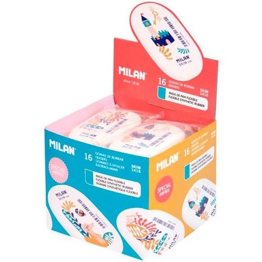 MILAN - GOMA OVALADA 1416 SERIE SPECIAL STORY TIME CAJA EXPOSITORA DE 16 BLANCO (Ref.CNM1416STM)