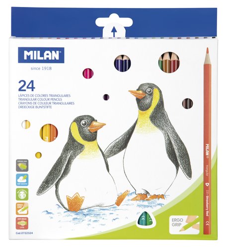 MILAN - LAPICES de COLORES ERGO GRIP TRIANGULARES ESTUCHE DE 24 (Ref.722324)