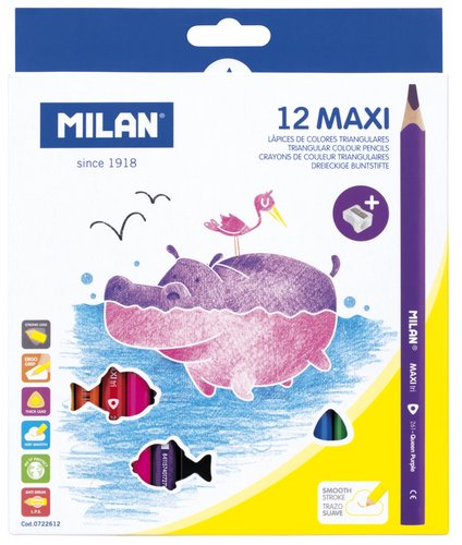 MILAN - LAPICES de COLORES MAXI TRIANGULAR estuche de 12 (Ref.722612)