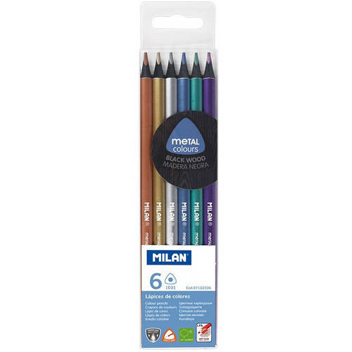 MILAN - LAPICES de COLORES METAL COLOURS estuche de 6 (Ref.7102306)