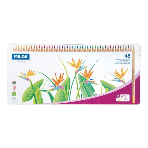 MILAN - LÁPICES DE COLORES MINA GRUESA COLORES SURTIDOS CAJA METÁLICA -48U- (Ref.726148)