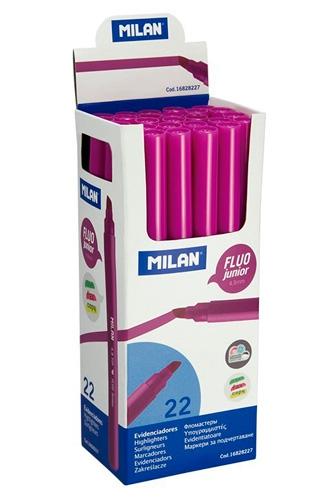 MILAN - MARCADOR FLUORESCENTE JUNIOR ROSA PUNTA BISELADA CAJA -22U- (Ref.16828227)