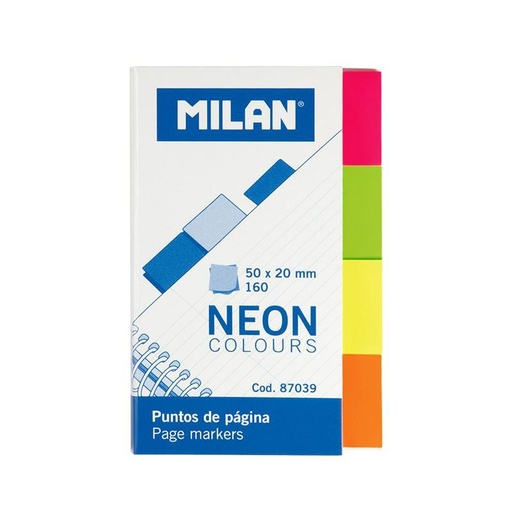 MILAN - MARCADORES DE PÁGINA 160 PUNTOS 50X20MM 4 COLORES NEÓN (Ref.87039)