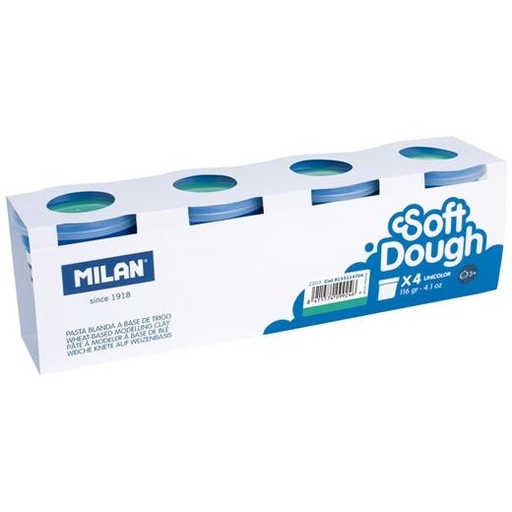 MILAN - PASTA BLANDA SOFT DOUGH CAJA 4 BOTES 116GR TURQUESA (Ref.9135114704)