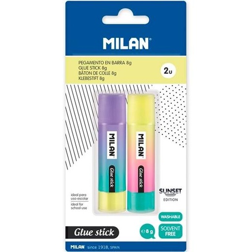 MILAN - PEGAMENTO BARRA 8GR SUNSET BLÍSTER 2U C/SURTIDOS (Ref.BWM10449)