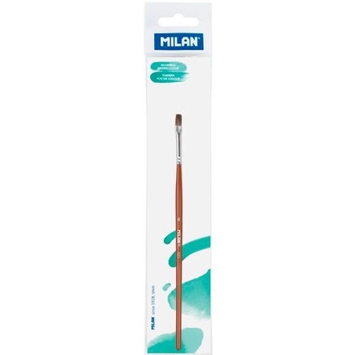 MILAN - PINCEL ESCOLAR PLANO SERIE 121 Nº 4 EN BOLSITA C/COLGADOR MARRÓN (Ref.0412104P)