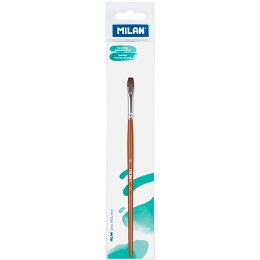 MILAN - PINCEL ESCOLAR PLANO SERIE 121 Nº 8 EN BOLSITA C/COLGADOR MARRÓN (Ref.0412108P)
