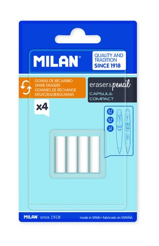 MILAN - RECAMBIO para PORTAMINAS GOMA de BORRAR CAPSULE 2B (Blister de 4) (Ref.BTM10299)