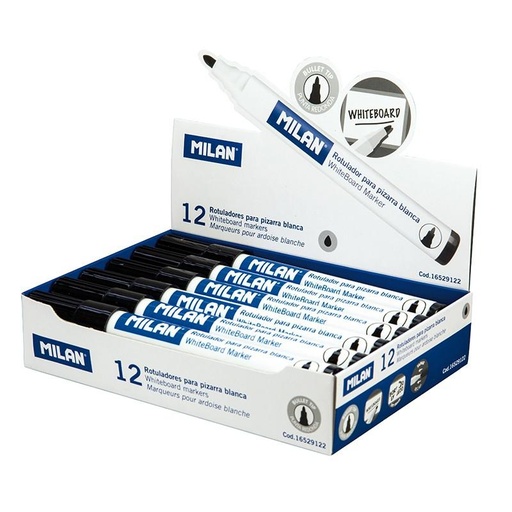 MILAN - ROTULADOR PIZARRA-BLANCA PUNTA REDONDA NEGRO -12U- (Ref.16529122)