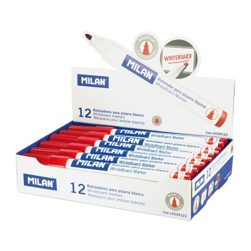 MILAN - ROTULADOR PIZARRA-BLANCA PUNTA REDONDA ROJO -12U- (Ref.16529123)