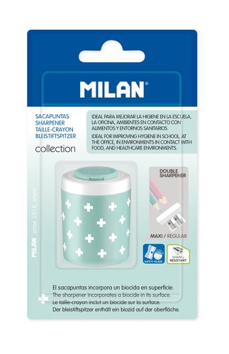 MILAN - Sacapuntas/Afilalapices DOBLE EDICIÓN + COLLECTION TURQUESA -BLISTER- (Ref.BWM10448IBGGR)