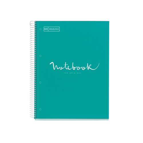 MIQUELRIUS - BLOC EMOTIONS NOTEBOOK 1 micro.tapa DURA A4 80h 90g CUADRIC.5x5 TURQUESA (Ref.46048)