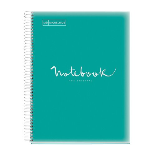 MIQUELRIUS - BLOC EMOTIONS NOTEBOOK 5 micro.tapa PP A4 120h 90g CUADRIC.5x5 TURQUESA (Ref.46073)