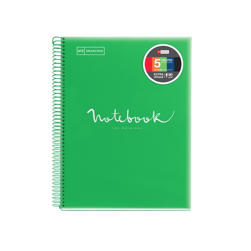 MIQUELRIUS - BLOC EMOTIONS NOTEBOOK 5 micro.tapa PP A4 120h 90g CUADRIC.5x5 VERDE (Ref.46071)