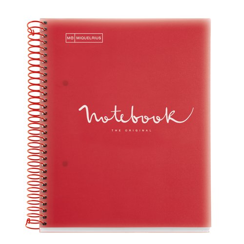 MIQUELRIUS - BLOC EMOTIONS NOTEBOOK 5 micro.tapa PP A5 120h 90g CUADRIC.5x5 ROJO (Ref.46102)