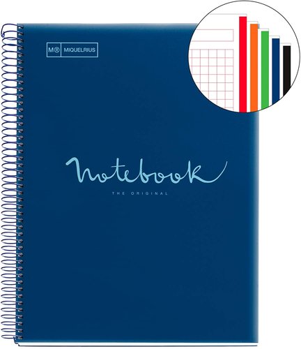 MIQUELRIUS - BLOC EMOTIONS NOTEBOOK 5 micro.tapa PP A5 120h 90g HORIZ.7mm MARINO (Ref.49947)