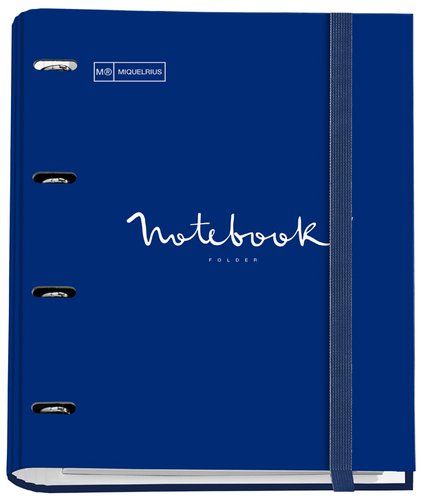 MIQUELRIUS - CARPEBLOC EMOTIONS CARTON FORRADO A4 4 ANILLAS MIXTAS de 35mm con REC.100 hj. 90 gr. MARINO (Ref.14682)