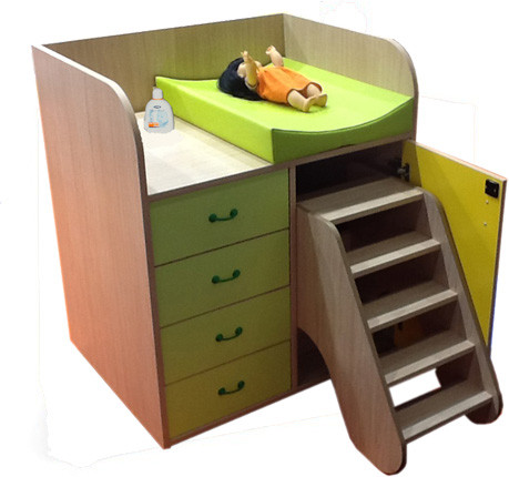 MOBEDUC - MUEBLE CAMBIADOR CON ESCALERA GIRATORIA Y CAJONES HAYA (Ref.600716HPS18)