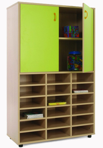 MOBEDUC - MUEBLE MEDIO CASILLERO Y ARMARIO HAYA (Ref.600311HPS18)
