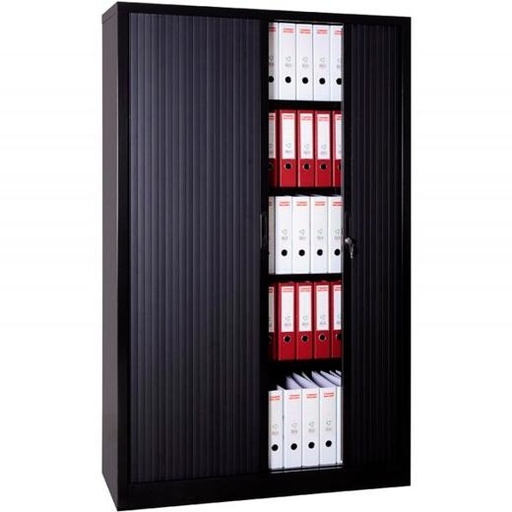 BISLEY - ARMARIO METÁLICO DOS PUERTAS PERSIANA CORREDERAS 100X45X198 CM (ANCHO X FONDO X ALTO) INCLUYE 4 BALDAS ACABADO EN ANTRACITA. (MONTADO) (Ref.SDC/FP.1910)