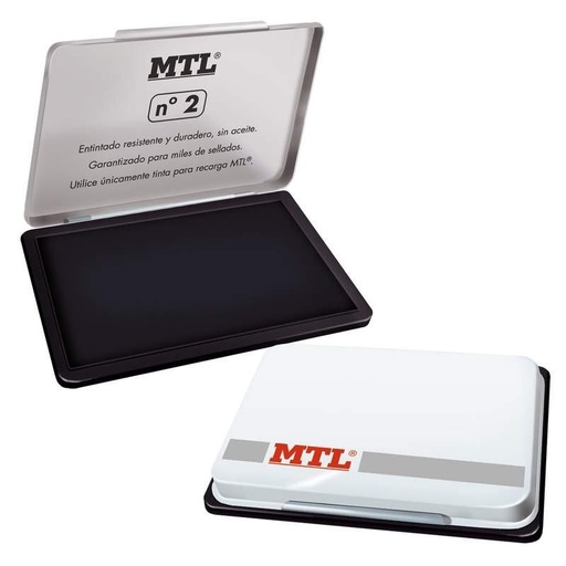MTL - TAMPÓN METÁLICO PARA SELLADO Nº2 (122X84X14MM) CON ALMOHADILLA ENTINTADA NEGRO (Ref.79532)