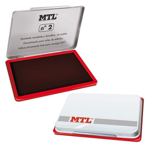 MTL - TAMPÓN METÁLICO PARA SELLADO Nº2 (122X84X14MM) CON ALMOHADILLA ENTINTADA ROJO (Ref.79531)
