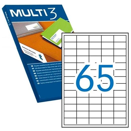 MULTI3 - ETIQUETAS ADHESIVAS MULTIFUNCIÓN / 38X21,2MM / CANTOS RECTOS - 100 HOJAS - (Ref.4716)