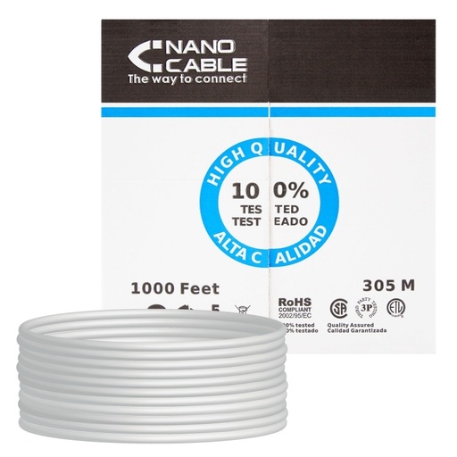 NANOCABLE - Bobina RJ45 CAT5E UTP Flexible 305Mts (Ref.10.20.0304-FLEX)