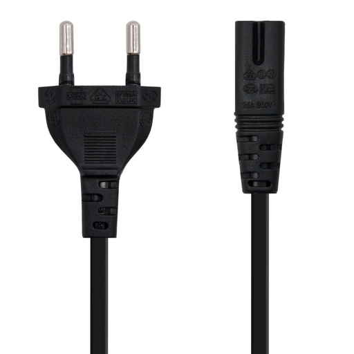 NANOCABLE - Cable Alim. forma 8 CEE7/16/M-C7/H, 1.5m (Ref.10.22.0402)