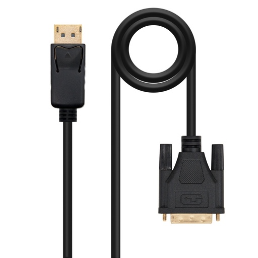 NANOCABLE - Cable Conversor DisplayPort a DVI, DP/M - DVI/M, Negro, 1 m (Ref.10.15.4501)