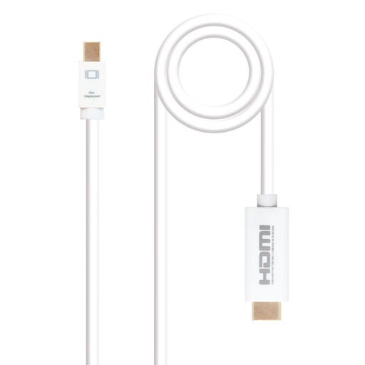 NANOCABLE - Cable Conversor Mini DP/ HDMI 2 M Blanco (Ref.10.15.4002)