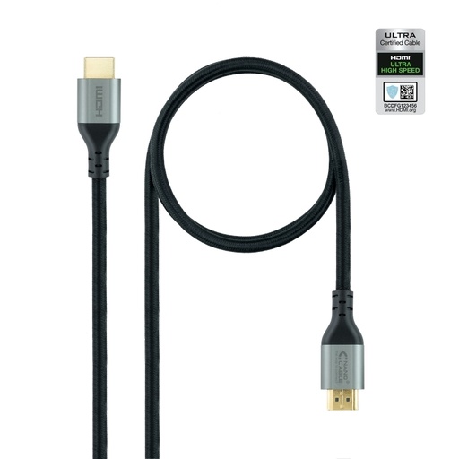 NANOCABLE - Cable HDMI 2.1 Certificado ULTRA HIGH SPEED A/M-A/M, Negro, 1 m (Ref.10.15.8101)