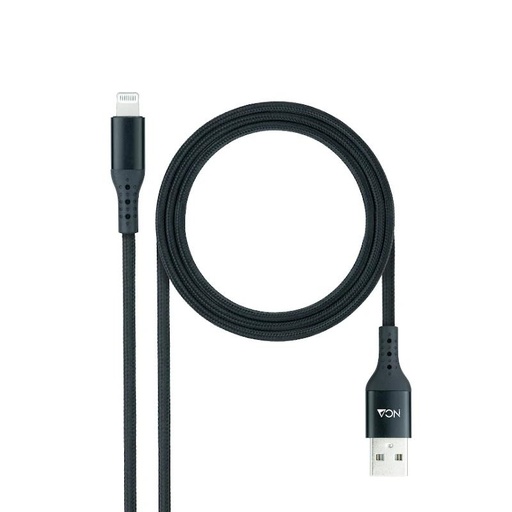 NANOCABLE - Cable LIGHTNING-USB A/M, Negro, 1 M (Ref.10.10.0401-COBK)