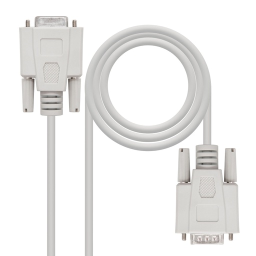NANOCABLE - Cable Serie RS232, DB9 M-H, Beige, 1.8m (Ref.10.14.0202)