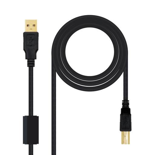 NANOCABLE - Cable USB 2.0 Impresora Ferrita 5 M (Ref.10.01.1205)