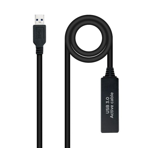 NANOCABLE - Cable USB 3.0 prolongador con amplificador, tipo A/M-A/H, 10m (Ref.10.01.0312)