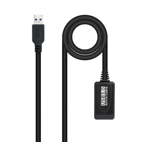 NANOCABLE - Cable USB 3.0 prolongador con amplificador, tipo A/M-A/H, 5m (Ref.10.01.0311)