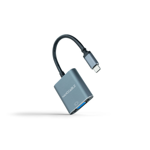 NANOCABLE - Conversor USB-C a VGA, USB-C/M-VGA/H, Aluminio, Gris, 10 cm (Ref.10.16.4101-G)