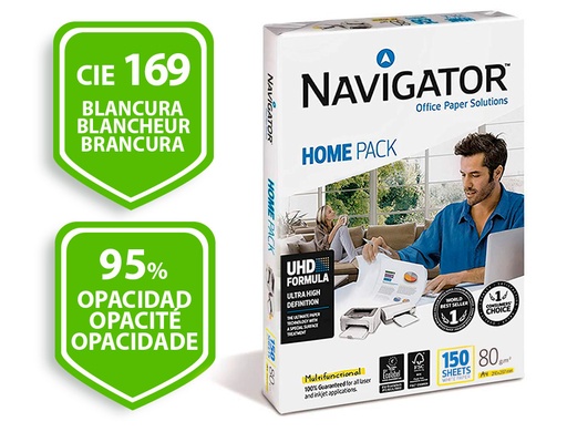 NAVIGATOR - PAPEL FOTOCOPIADORA DIN A4 80 GRAMOS PAQUETE DE 150 HOJAS (Ref.NAV-80-A4-150)