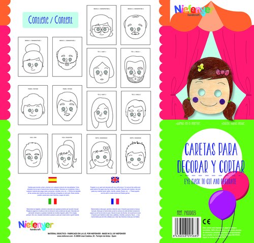 NIEFENVER - CARETA CARTULINA 300 gr. para RECORTAR Y DECORAR LA FAMILIA PACK de 14 (Ref.1400103)