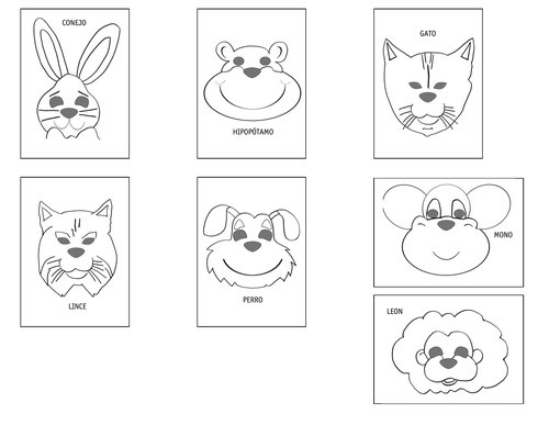 NIEFENVER - CARETA CARTULINA para RECORTAR Y DECORAR ANIMALES PACK de 14 (Ref.0700133)