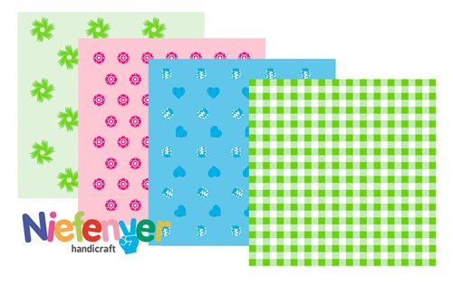 NIEFENVER - SCRAPBOOKING CARTULINA IMPRESA 24x32 cm 180gr. AZUL-1 (4 mod.) BLISTER de 8 (Ref.1400135)
