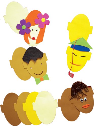 NIEFENVER - SILUETAS CARAS ETNICAS 4 RAZAS PACK de 10 CARAS 4 COLORES 18x13cm (Ref.1000111)