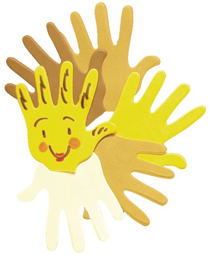 NIEFENVER - SILUETAS MANOS ETNICAS 4 RAZAS PACK de 10 MANOS DE CARTULINA 4 COLORES 9x9cm (Ref.1000110)