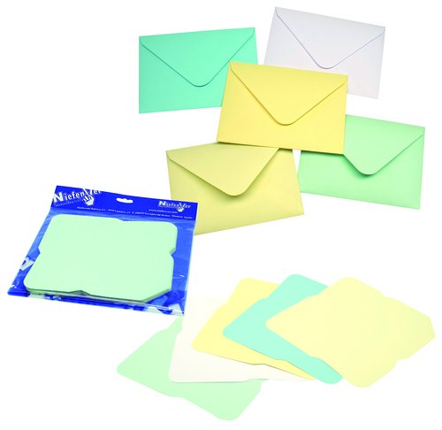 NIEFENVER - SOBRES PARA DECORAR 16,4X11,4cm PASTEL PAQ. 25 UD (azul, blanco, crema, amarillo y verde) (Ref.1200103)