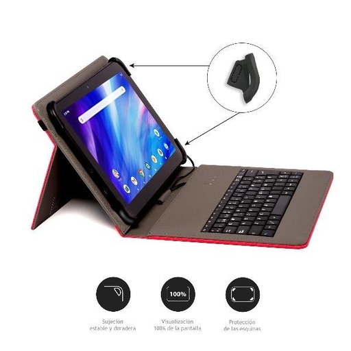 NILOX - FUNDA TABLET 9,7" A 10´5" CON TECLADO USB ROJO (Ref.NXFU002)
