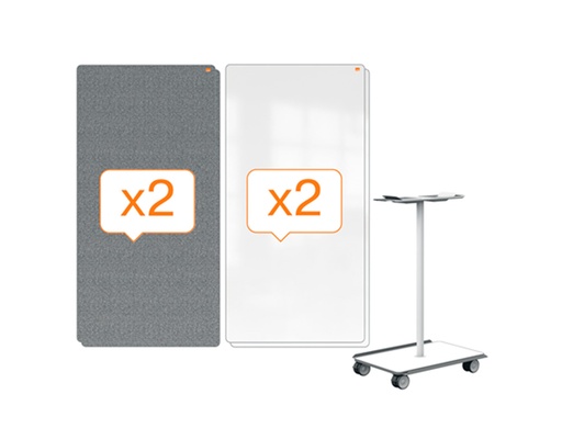 NOBO - SISTEMA MOVIL MOVE&MEET 2 PIZARRA MAGNETICA DOBLE CARA Y 2 PIZARRAS BLANCAS /TABLERO DE ANUNCIOS 1800X900 (Ref.1915569)