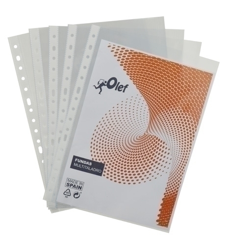 OLEF - FUNDA MULTITALADRO PP 90µ CRISTAL LISO A4 16 TAL.RFZO. PAQUETE de 100 (Ref.90A4CR)